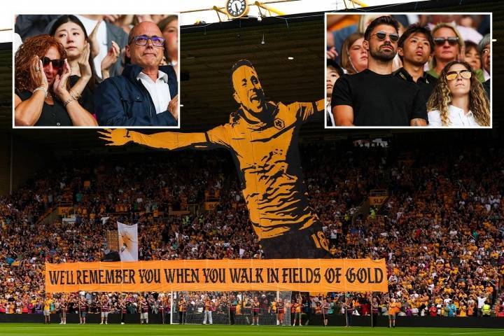 狼队英超首轮举行活动纪念若塔 若塔父母和妻子、鲁本-内维斯出席